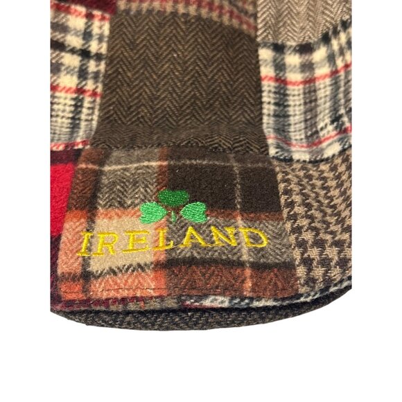Vintage Ireland Patchwork Newsboy Hat With Irish Blessing Lining & Shamrock Embr - Picture 2 of 5